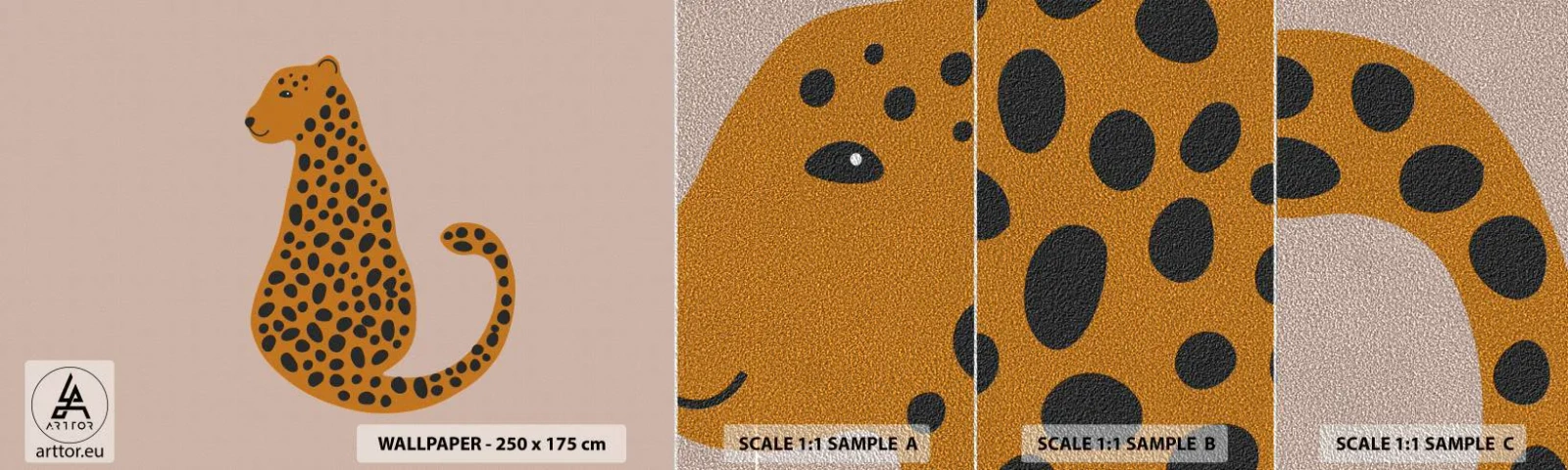 Photo Wallpaper Sample Premium Sand - Leopard Print Is Fashionable - For children, Panther, Animals - 100x30 cm