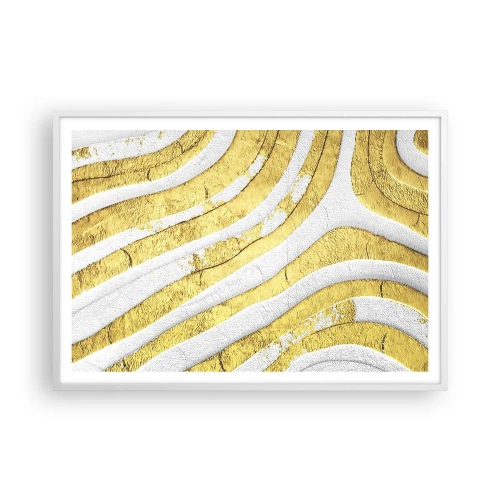 Poster in white frmae - Composition in White and Gold - 100x70 cm
