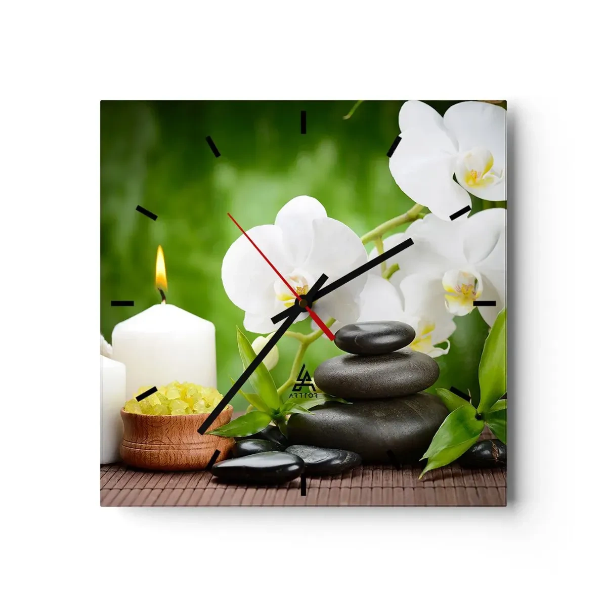 Wall clock - Clock on glass - Fragrant, Flowery, Delicate Touch - 30x30 cm