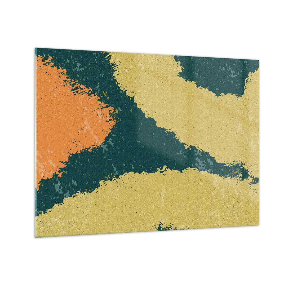 Glass picture - A fluid abstraction in mustard, green, and orange. - 70x50cm - Abstract - Slow Motion - Modern wall decoration for the living room and bedroom ARTTOR