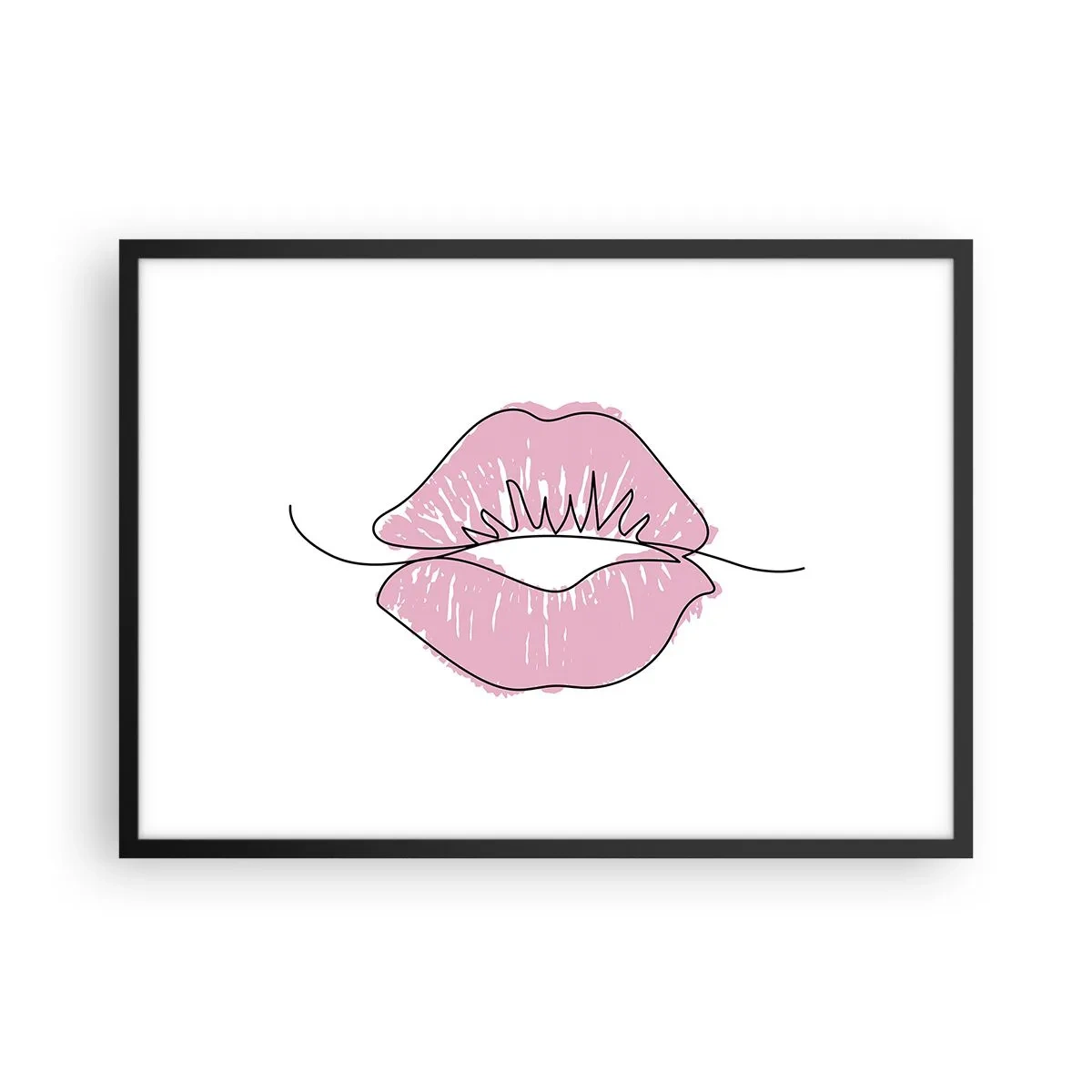 Poster in black frame - Ready for a Kiss? - 70x50 cm