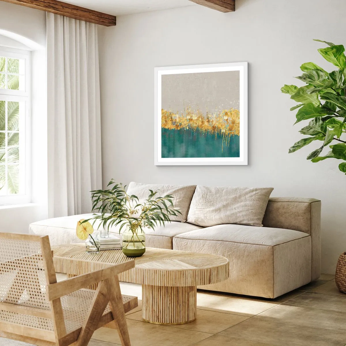 Poster in white frmae - Golden Border - 60x60 cm