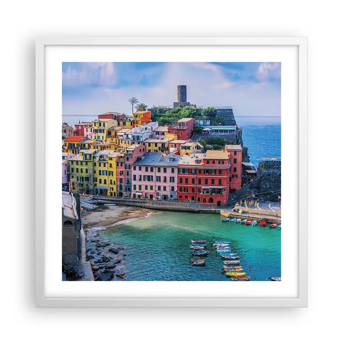 Poster in white frmae - Magical Mediterranean Town - 50x50 cm