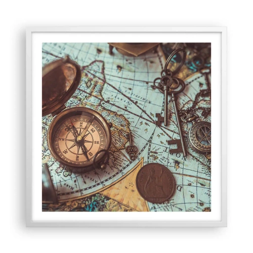 Poster in white frmae - For Adventurers - 60x60 cm