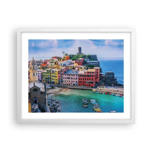 Poster in white frmae - Magical Mediterranean Town - 50x40 cm