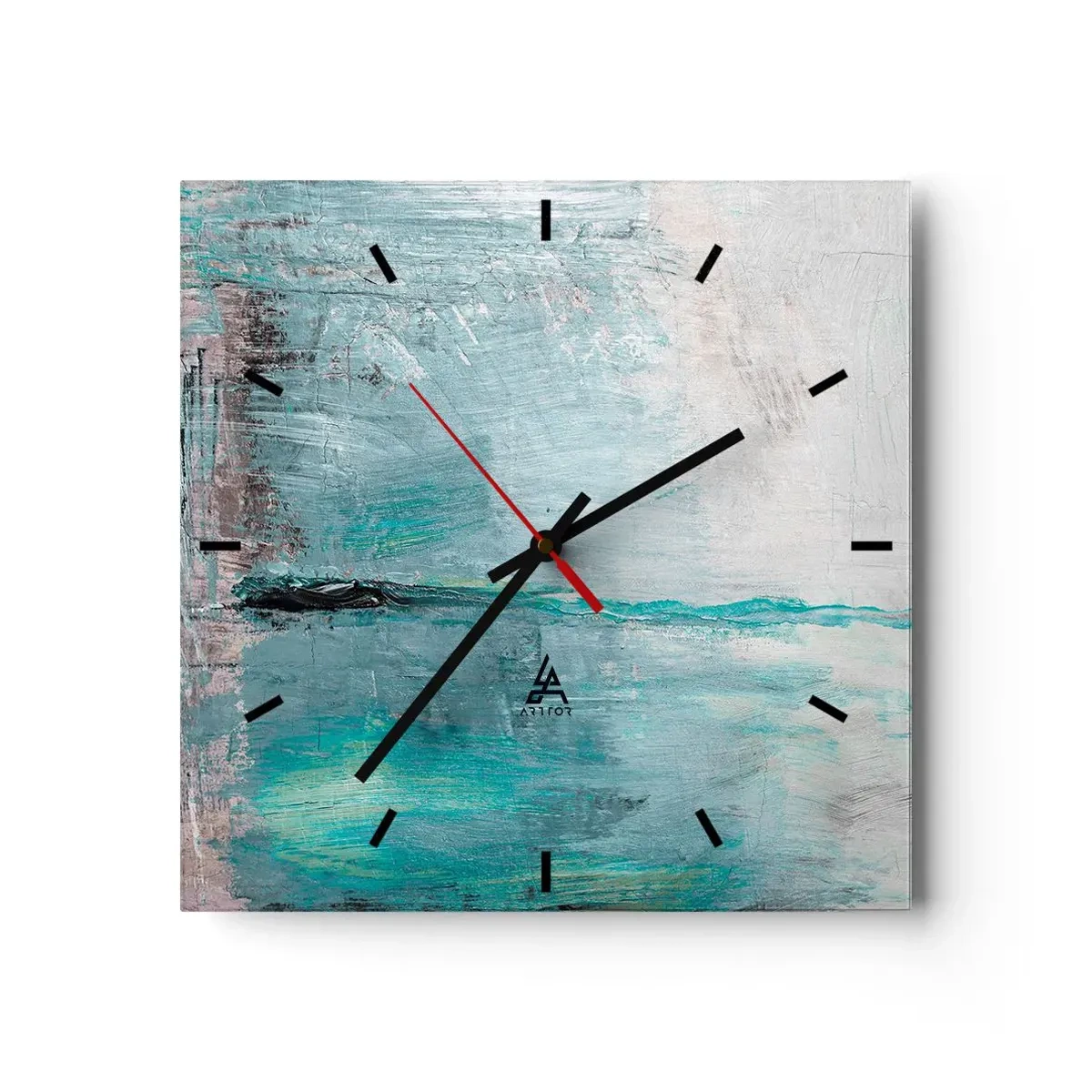 Wall clock - Clock on glass - Horizontally in Blue - 40x40 cm
