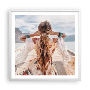 Poster in white frmae - On the Way to Happiness - 60x60 cm