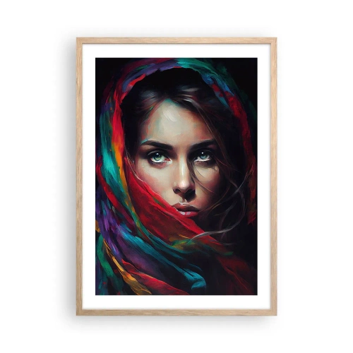 Poster in light oak frame - Green-eyed Secret - 50x70 cm