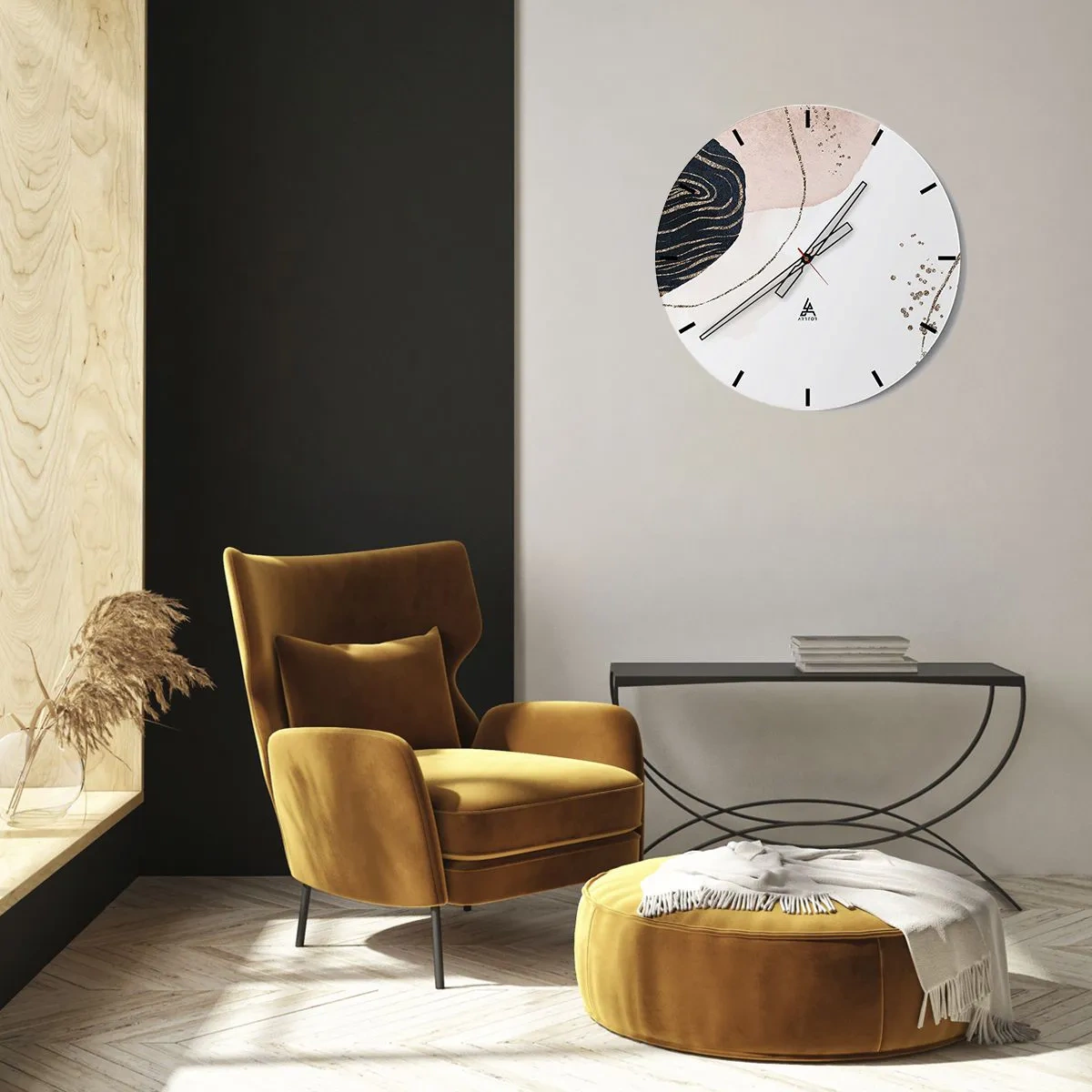 Wall clock - Clock on glass - Everything Flows - 40x40 cm
