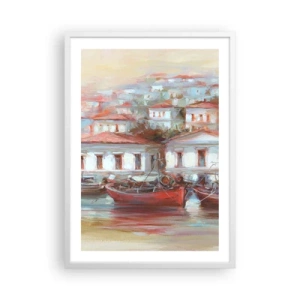 Poster in white frmae - Happy Town - 50x70 cm