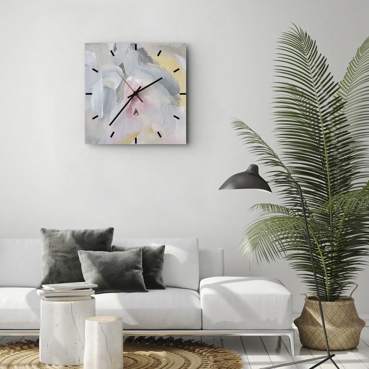 Wall clock - Clock on glass - In a Pastel World - 40x40 cm