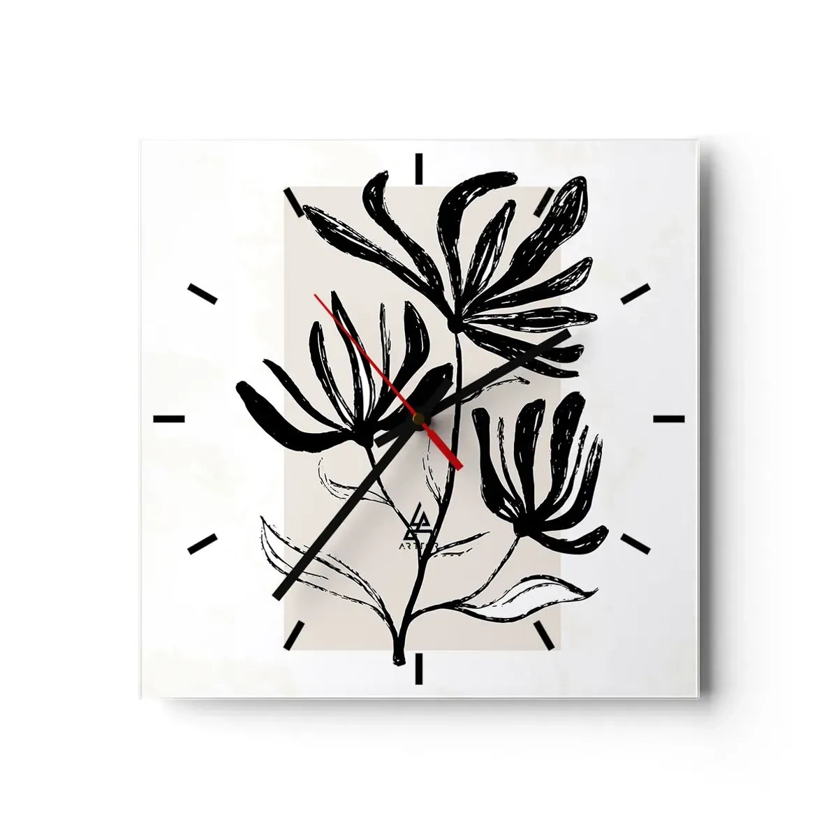 Wall clock - Clock on glass - Sketch for a Herbarium - 40x40 cm