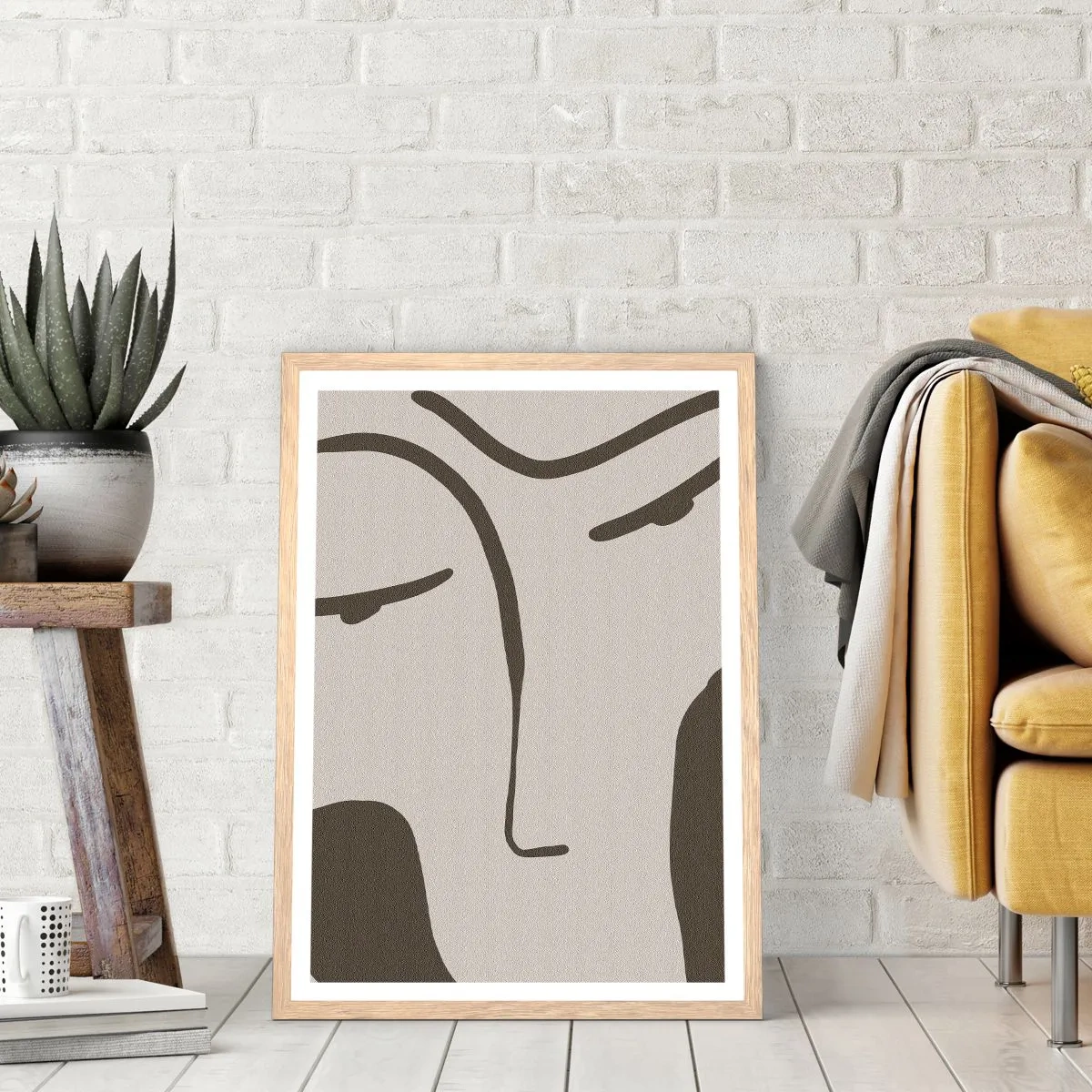 Poster in light oak frame - Like from Modigliani's Painting - 50x70 cm