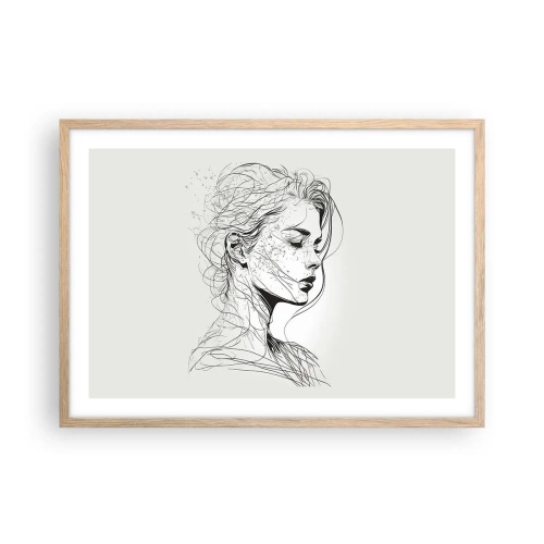 Poster in light oak frame - Portrait in Thoughts - 70x50 cm