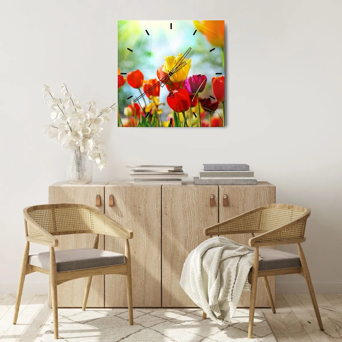 Wall clock - Clock on glass - All Colours of the Sun - 30x30 cm