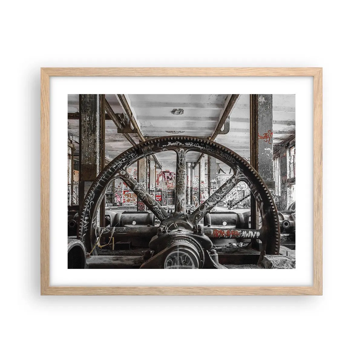 Poster in light oak frame - Secret Life of a Factory - 50x40 cm