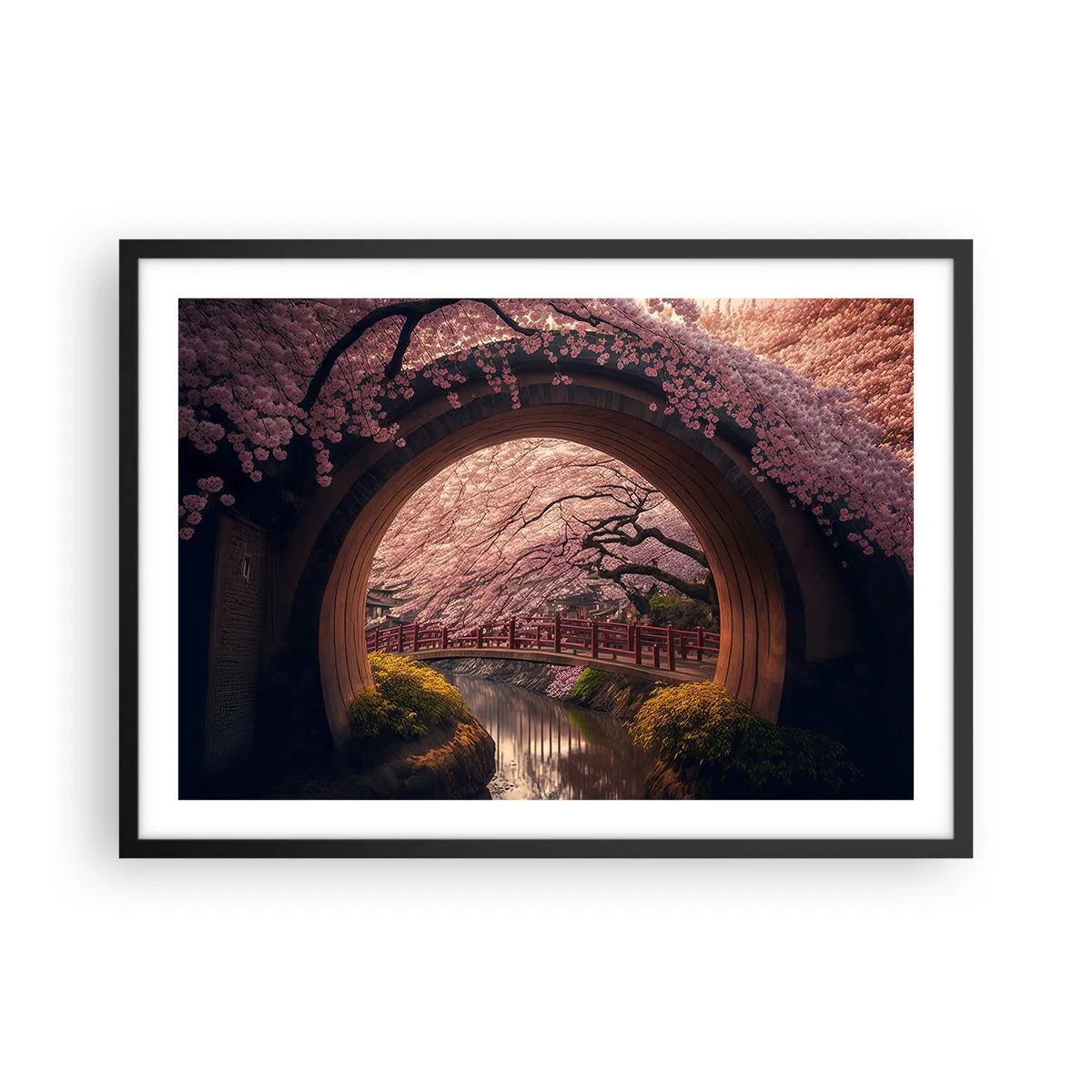 Poster in black frame - Japanese Spring - 70x50 cm