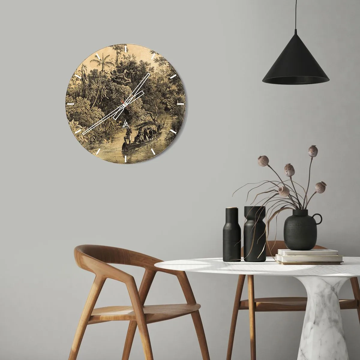 Wall clock - Clock on glass - Journey to the Spring - 30x30 cm