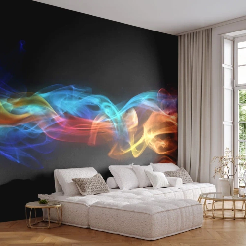 Photo Wallpaper Premium Canvas - Rainbow Dance of Fogs - Abstraction, Graphics, Colorful Flames - 200x140 cm