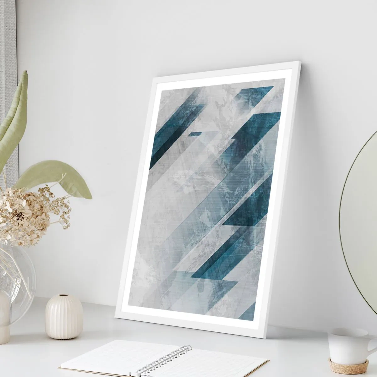 Poster in white frmae - Spacial Composition - Movement of Greys - 50x70 cm