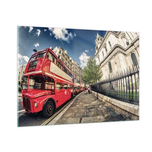 Glass picture - London Street in Grey and Red - 100x70 cm