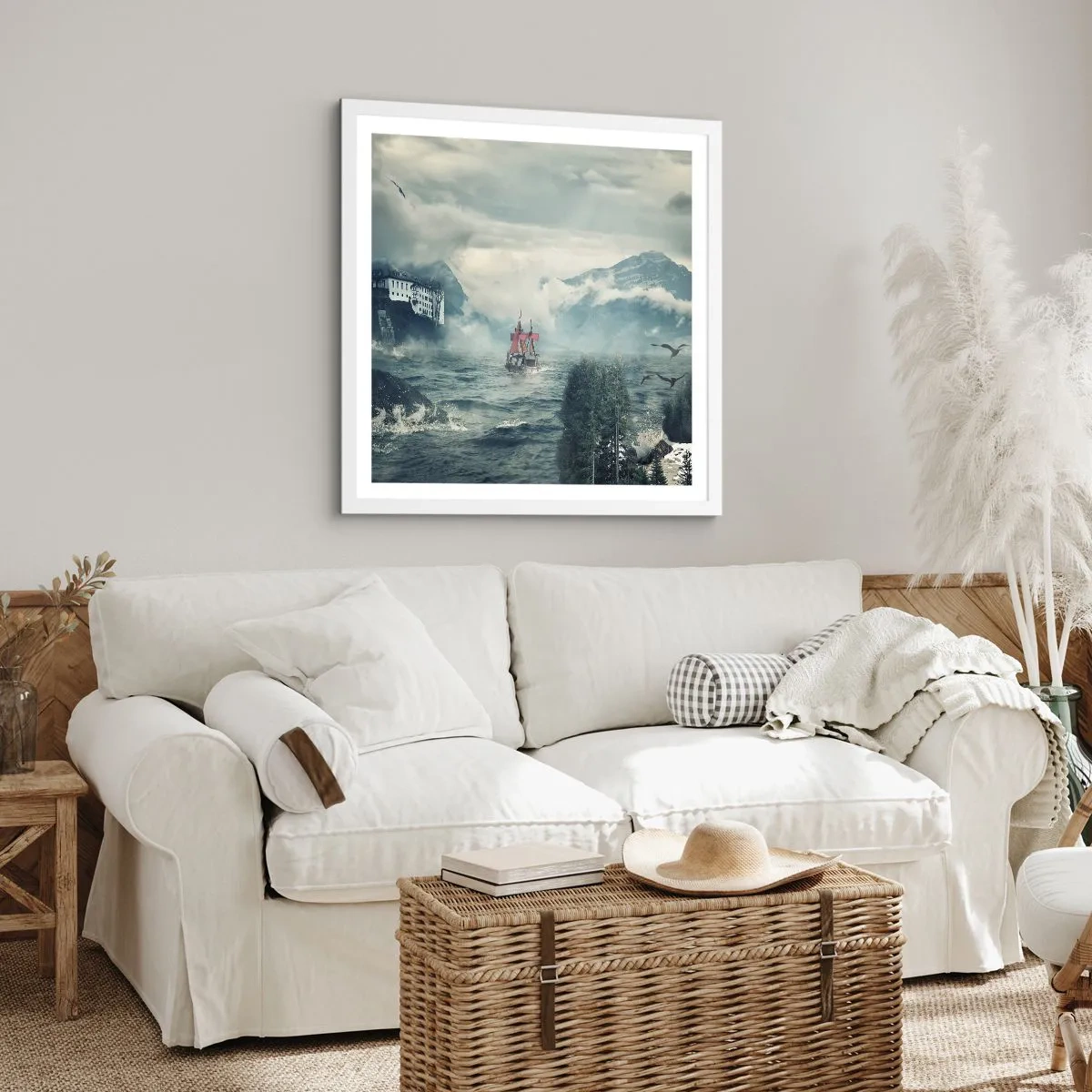 Poster in white frmae - On Magical Waters - 30x30 cm