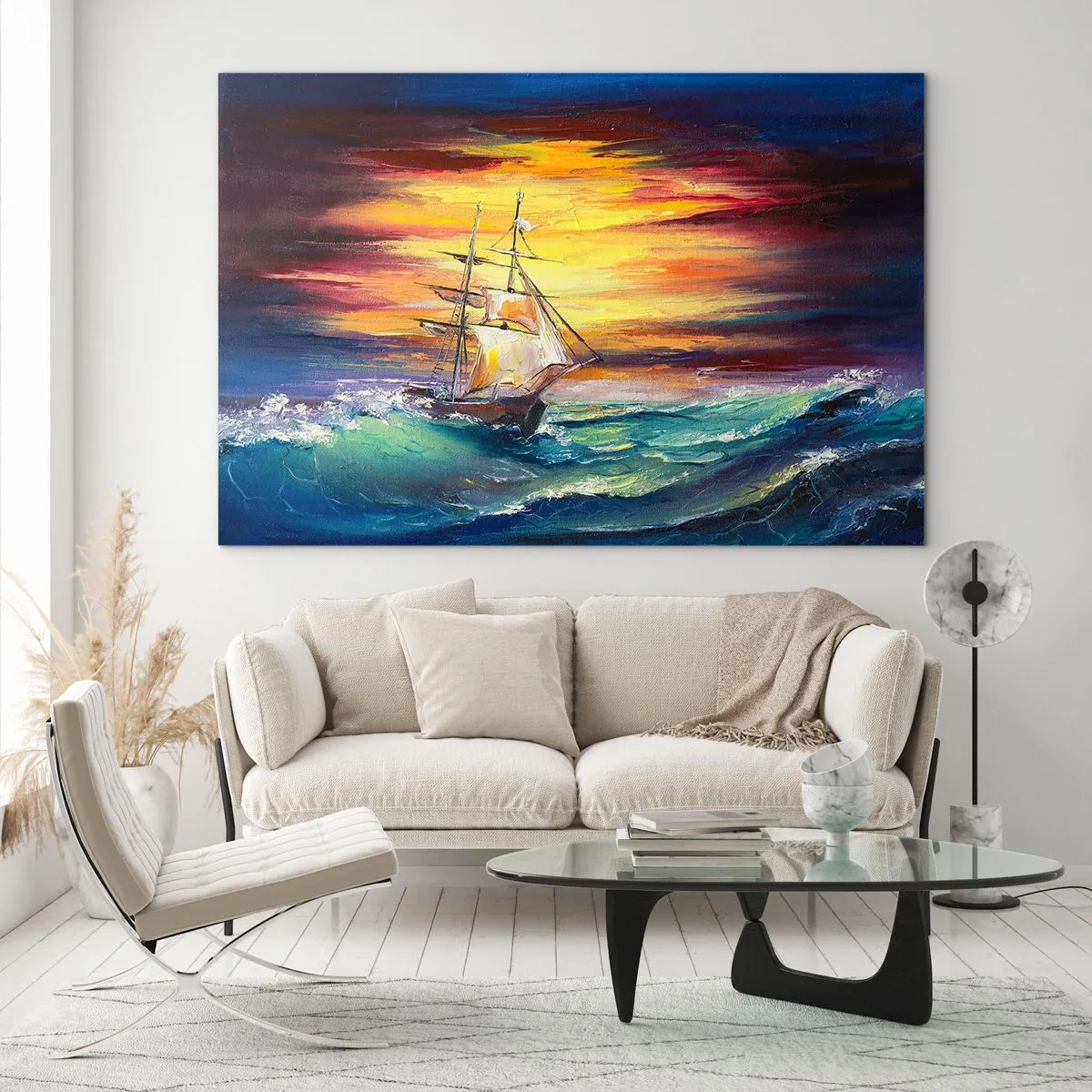 Glass picture - Fearlessly towards the Waves - 100x70 cm