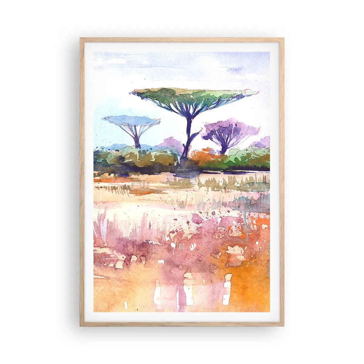 Poster in light oak frame - Colour of Savannah - 70x100 cm