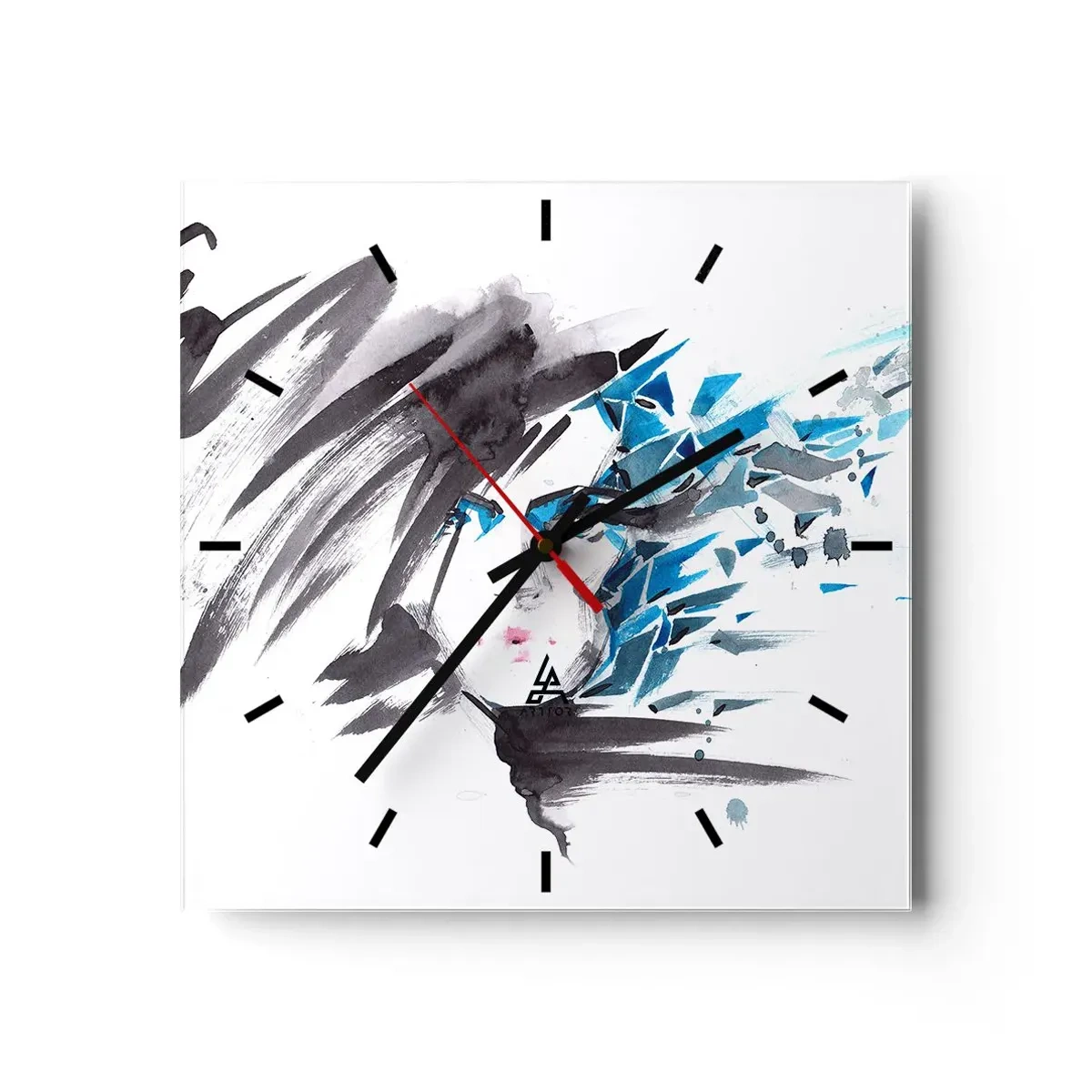 Wall clock - Clock on glass - Sensual Portrait in Grey and Blue - 30x30 cm
