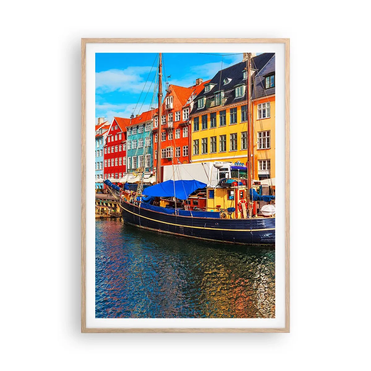 Poster in light oak frame - Joyful Coast - 70x100 cm