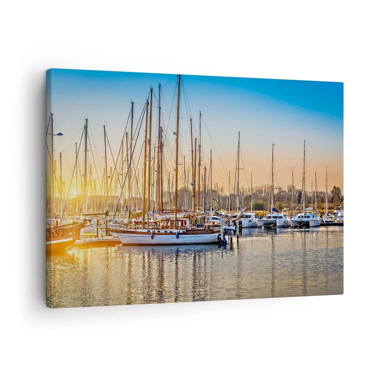 Canvas picture - Sunset over a marina full of sailboats - 70x50cm - Wind Has to Sleep Too - Modern wall decoration for the living room and bedroom ARTTOR
