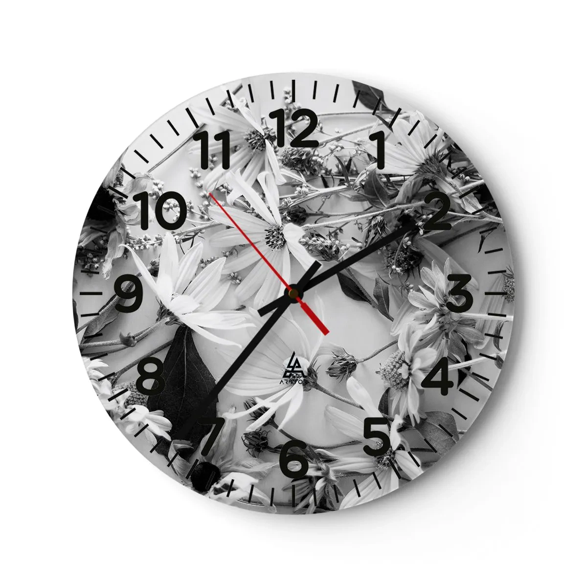 Wall clock - Clock on glass - No-Bouquet of Flowers - 40x40 cm