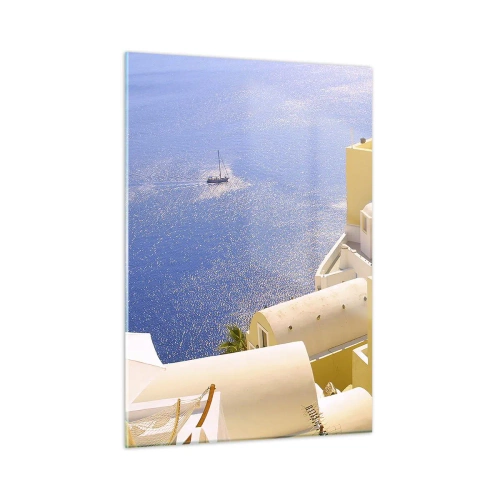 Glass picture - Greek Landscape in White and Blue - 50x70 cm