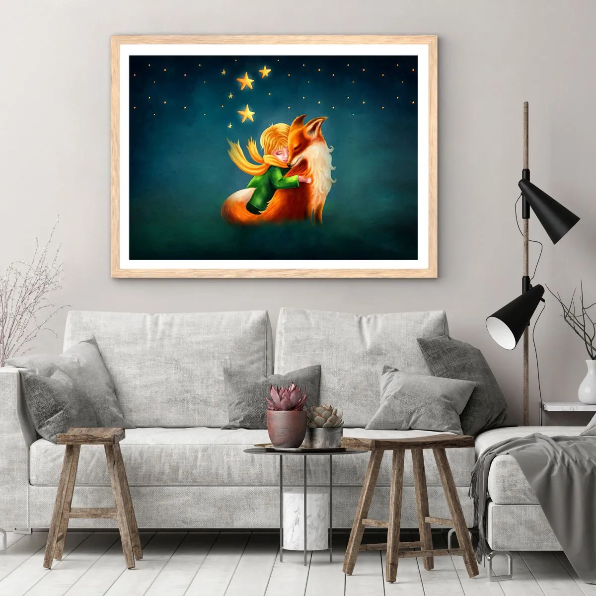 Poster in light oak frame - Little Prince - 100x70 cm