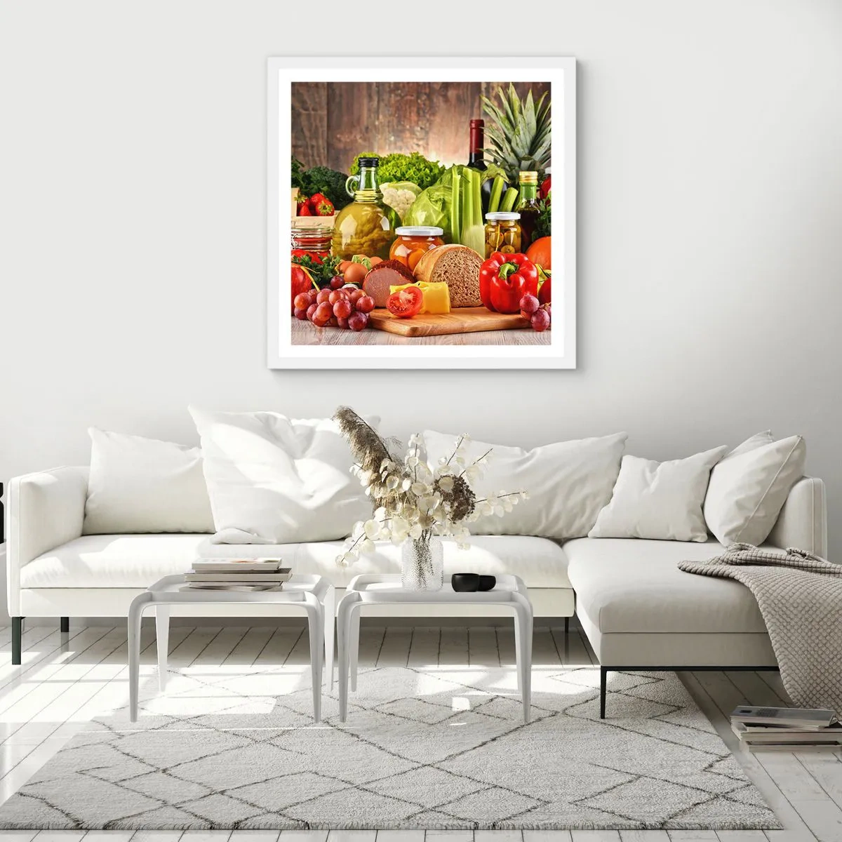 Poster in white frmae - Smoked, Baked, Marinated - 60x60 cm