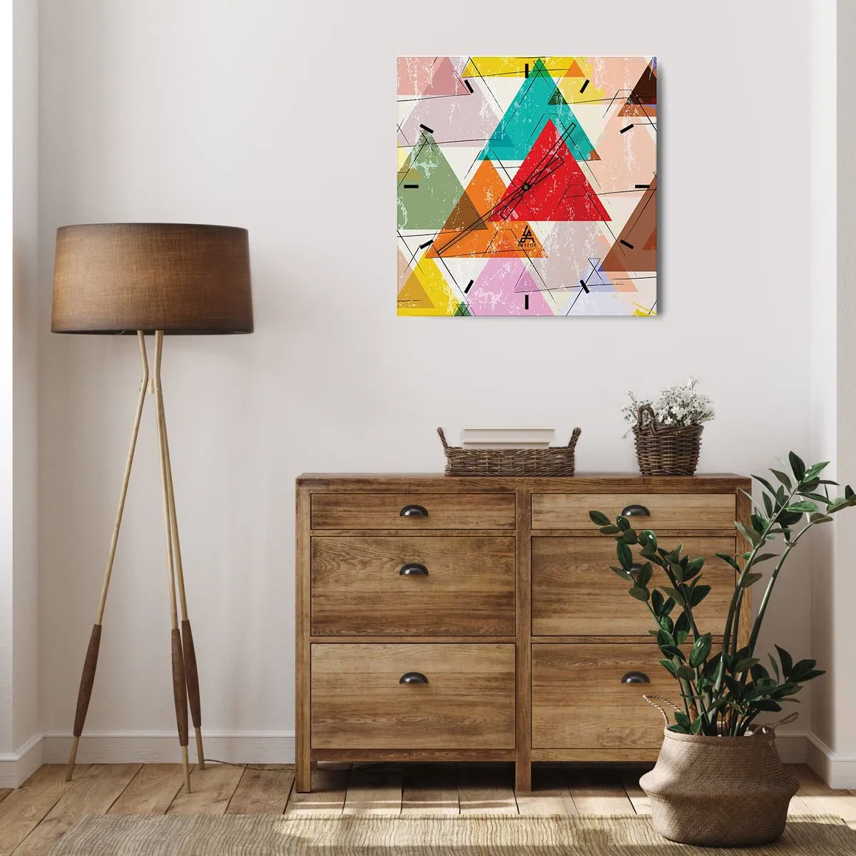 Wall clock - Clock on glass - Three by Three - 30x30 cm
