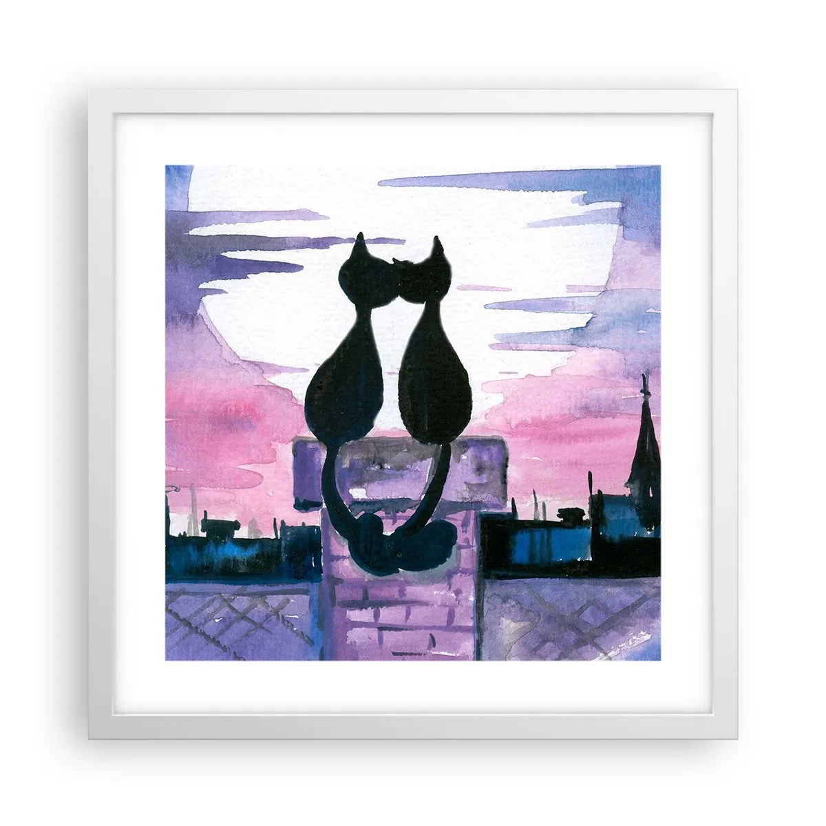 Poster in white frmae - Rendezvous under the Moon - 40x40 cm