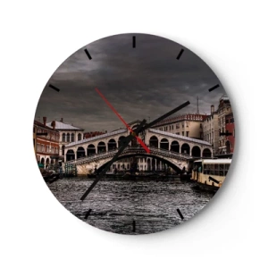 Wall clock - Clock on glass - Promise of a Venetian Evening - 40x40 cm