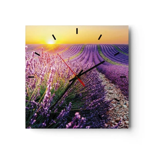 Wall clock - Clock on glass - Fragrant Field - 40x40 cm
