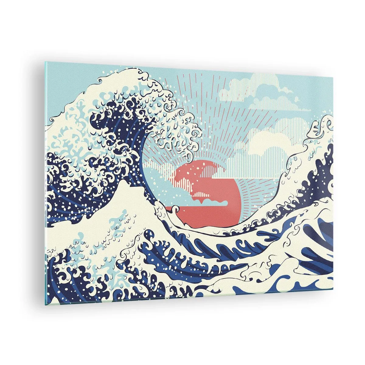 Glass picture - A stylized wave inspired by Japanese art - 70x50cm - From Japanese Inspirations - Modern wall decoration for the living room and bedroom ARTTOR