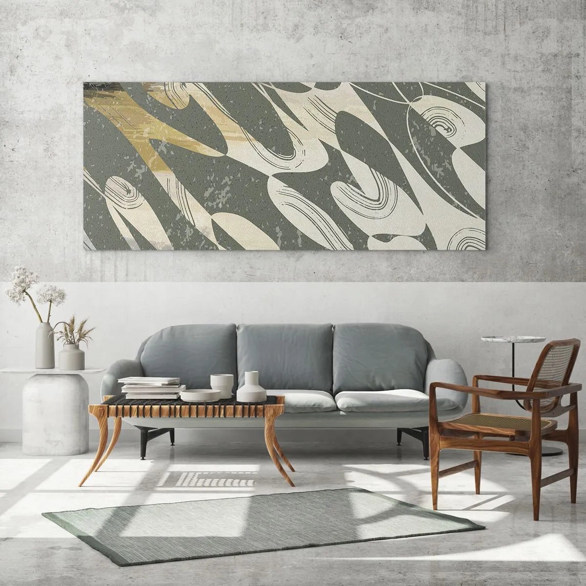 Glass picture - Rhytmic Abstract - 140x50 cm