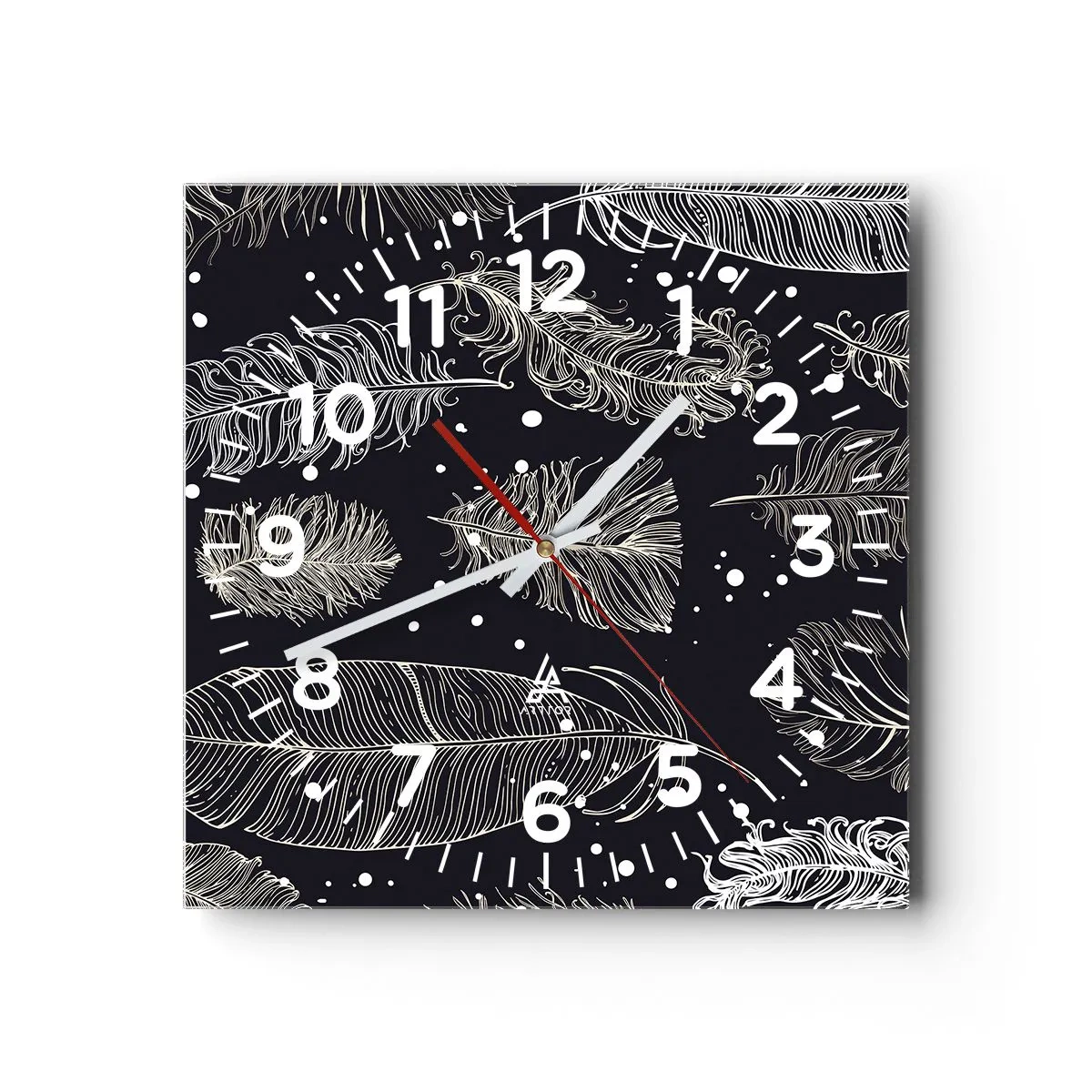 Wall clock - Clock on glass - Feathery Lace - 30x30 cm