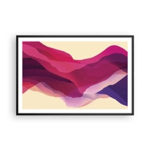Poster in black frame - Waves of Purple - 91x61 cm