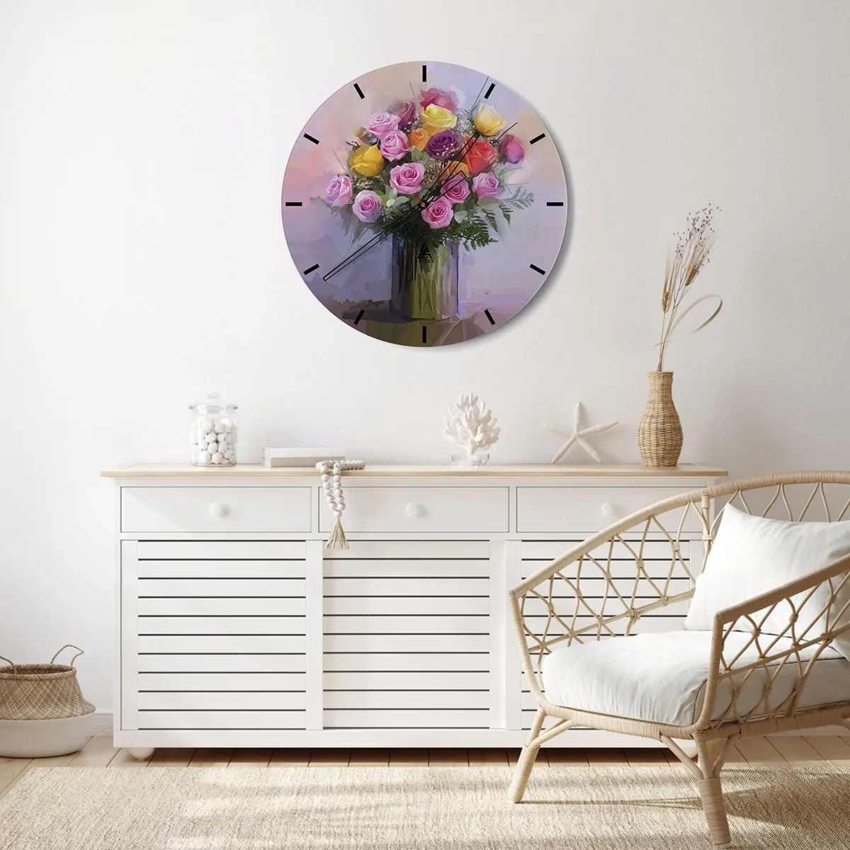 Wall clock - Clock on glass - Retained Beauty - 40x40 cm