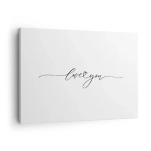 Canvas picture - The inscription "I love you" in an elegant font - 70x50cm - Black on White - Modern wall decoration for the living room and bedroom ARTTOR