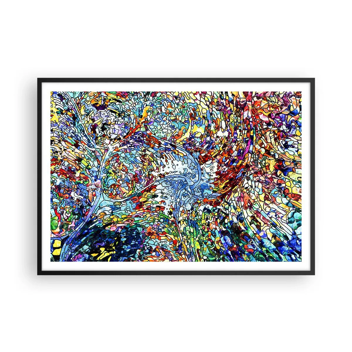 Poster in black frame - Stained Glass with Drops - 100x70 cm