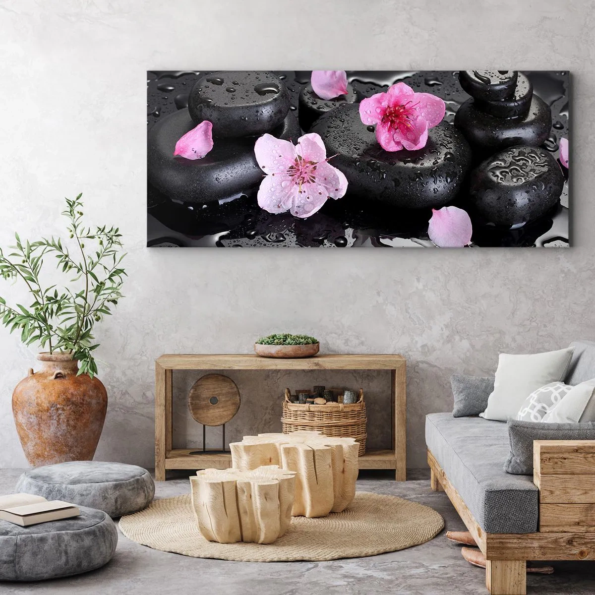 Canvas picture - Black Zen Stones - 120x50 cm