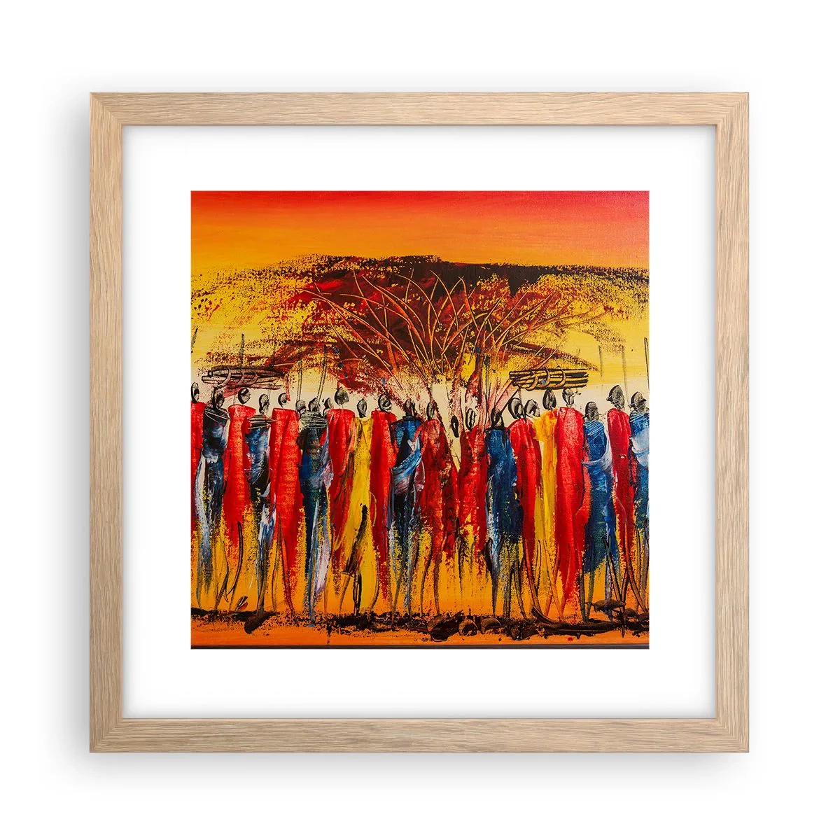 Poster in light oak frame - Marching in the Rhythm of Tam-tam - 30x30 cm