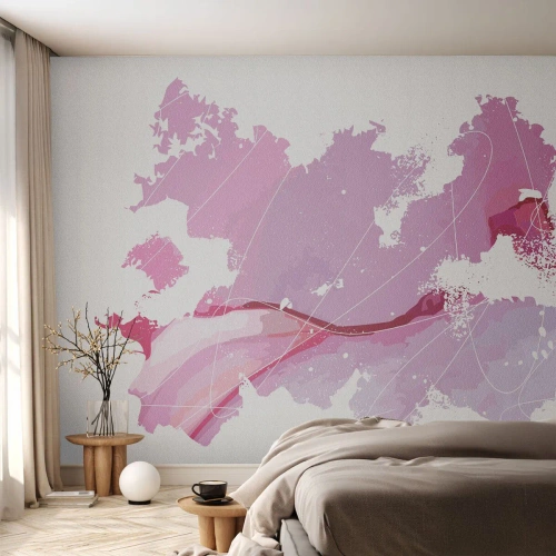 Photo Wallpaper Premium Canvas - Map of a Pink World - Minimalism, Pastel, Map - 350x256 cm