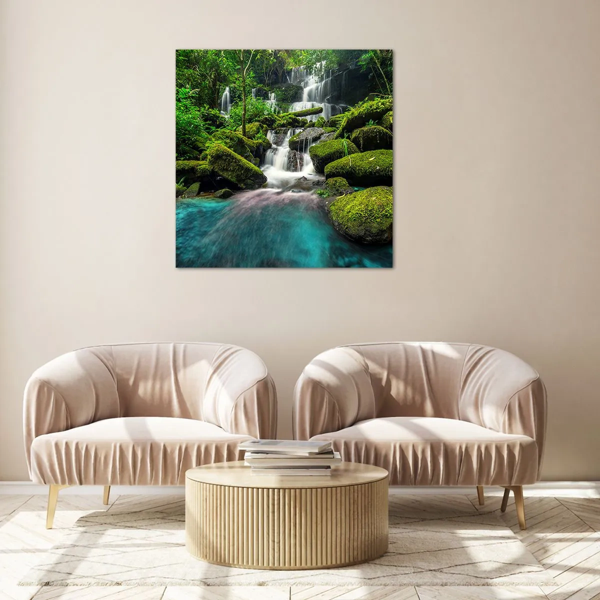 Glass picture - Turquoise, Sapphire and Silver - 60x60 cm